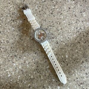 Minnie Mouse white band rhinestone watch